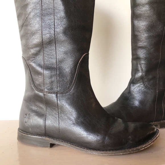 Frye Paige Tall Brown Leather Riding Boots - Picture 2 of 8